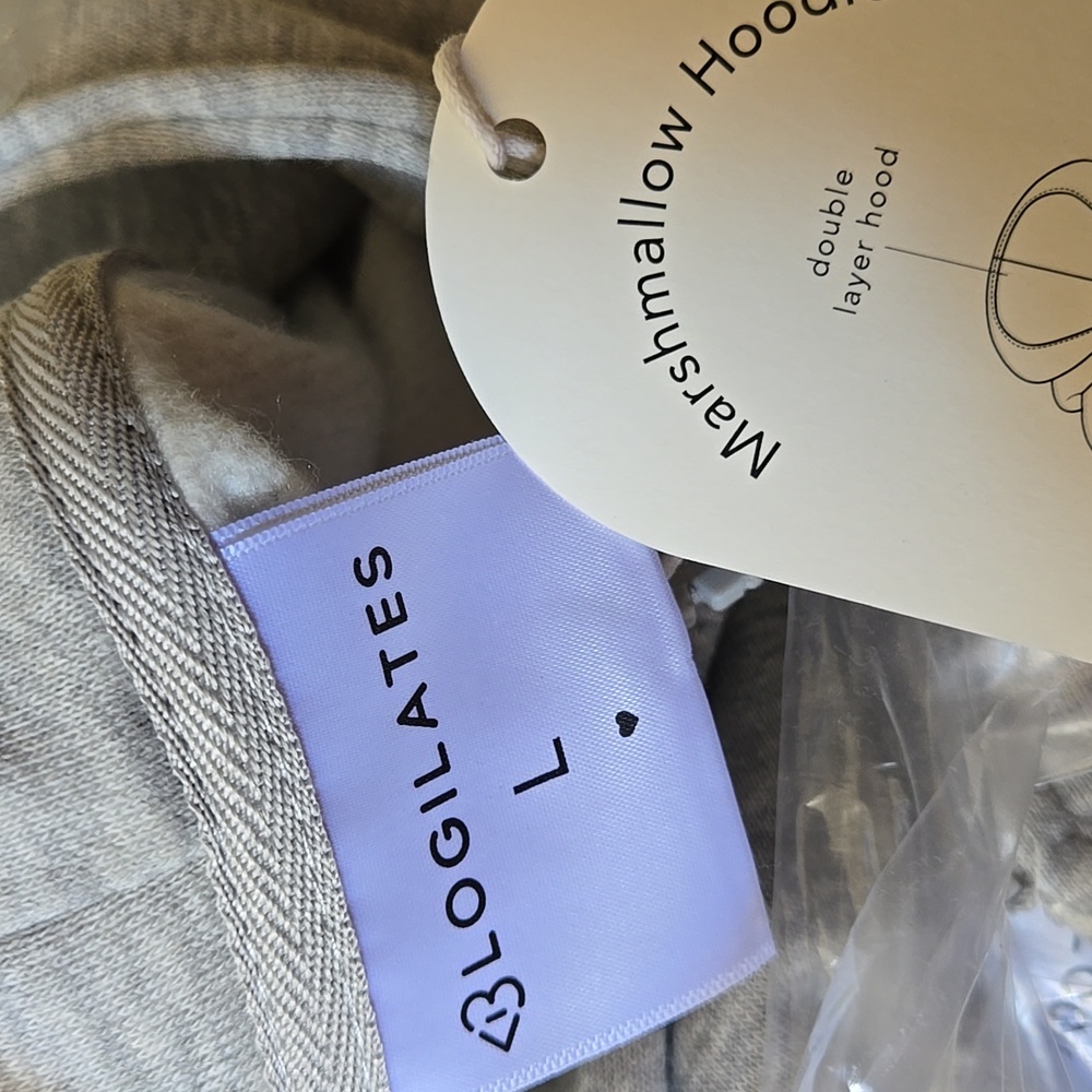 NWT Blogilates Marshmallow Full Zip Hoodie Sweatshirt Heathered Gray - Picture 9 of 13